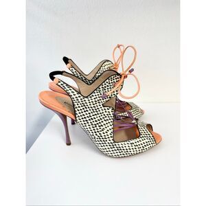Nicholas Kirkwood Lace Up Strappy Cutout Slingback Stiletto Peeptoe Heels 39.5 9